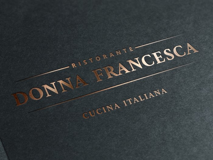 °Referenz Donna Francesca Logo Heßfolienprägung